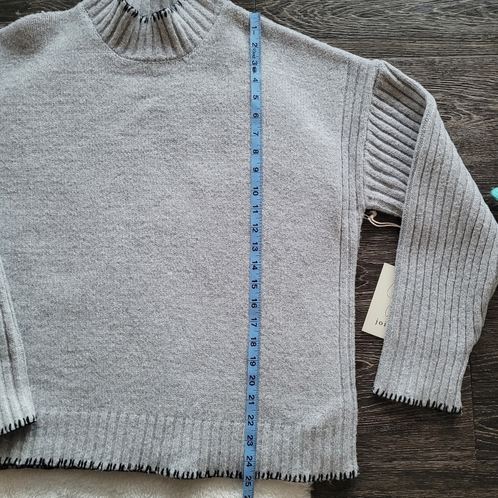 NWT Joie Supersoft Oversized Fit Sweater With A Blanket Stitch In Dove Grey Sz L - Picture 4 of 7